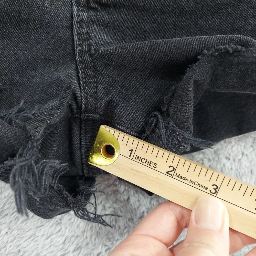 Madewell Denim Jean Shorts Women 26 Black High Rise Raw Hem Rolled Cuffed Cutoff